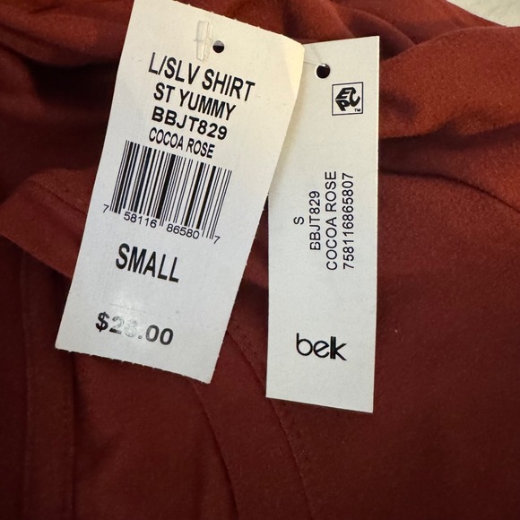 Planet Gold Long Sleeve Stretch Top Cocoa‎ Rose | Size Small NWT - Picture 5 of 6